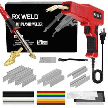 Imagem de RX WELD Soldador de plástico, kit de soldagem 2 em 1, kit de reparo, 1000 peças, grampeador quente para rachaduras, caiaques, brinquedos de plástico, número de patente D1052628