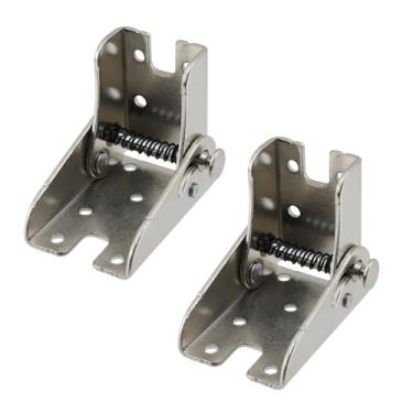 Imagem de Risbay Dobradiça dobrável de 90 graus, trava de aço dobrável, dobradiça oculta para suporte de extensão de pernas de mesa, pernas de cama e bancadas, 2 peças (acabamento niquelado)