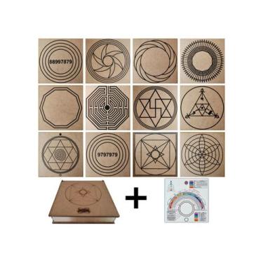 Imagem de Kit Caixa + 12 Principais Gráficos Radiestesia do Grupo 1 MDF Cru 20x2