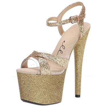 Imagem de Ellie Shoes Sandália feminina de salto agulha, Dourado, 7