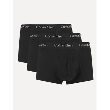 Imagem de Cuecas Calvin Klein Low Rise Trunk Print All Black Pretas Pack 3UN, L/