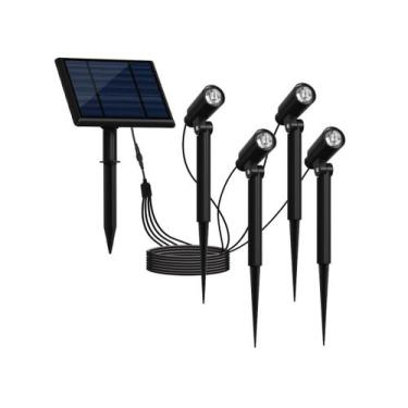 Imagem de Kit 4 Espetos Zon 2w Com Painel Solar À prova De Água Gaya, Branco Que