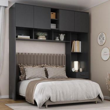 Imagem de Guarda-Roupa Solteiro Modulado Ponte Lugano 4 Portas 1 Gaveta Grafite 