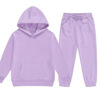 Imagem de Conjunto de roupas DHSPKN Tracksuit Sweatsuits for Kids Purple 130