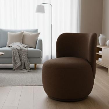 Imagem de Poltrona Decorativa Sala Estar Orgânica Bia Boucle Marrom - Montanaris Decor