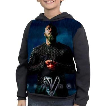 Imagem de Casaco Moletom Infantil Série Vikings Rei Ragnar Lodbrok - smoke, Pret