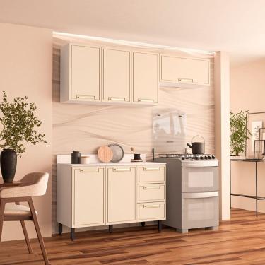 Imagem de Cozinha Compacta 250087 3 Peças Amara Branco Creme Politorno Móveis