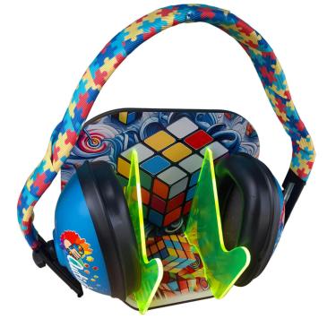 Imagem de Abafador de Ruido para Autistas 11 DB com suporte Cubo Mágico brilha no escuro