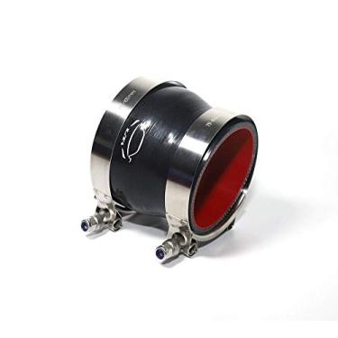 Imagem de LTI Universal 76 mm a 89 mm 4 Camadas Reforçadas Alto Desempenho 7.6 cm-8.9 cm ID Redutor Reto Silicone Mangueira Acoplador + Braçadeira de Parafuso T de Aço Inoxidável T304 (7.6 cm-8.9 cm PRETO)