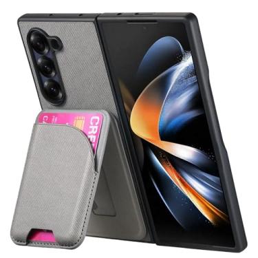 Imagem de Capa para Galaxy Z Fold5 2 em 1, capa magnética removível com porta-cartões (para Galaxy Z Fold5/cinza)