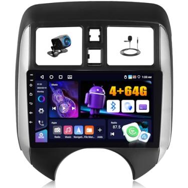 Imagem de [4 + 64 G] Estéreo automotivo Android 13 para Nissan Versa Note 2014-2018 com carro sem fio e Android Auto, rádio veicular de 9 polegadas com link espelhado, Bluetooth, FM/RDS, WiFi, GPS EQ, DSP SWC,
