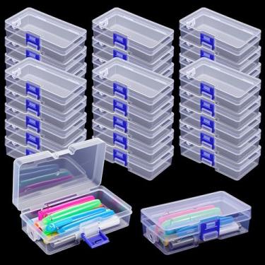 Imagem de Dimeho 30 peças de caixa de giz de cera de plástico transparente com tampa de trava, recipientes de armazenamento de giz de cera, suprimentos de arte, estojo organizador para lápis, quebra-cabeças