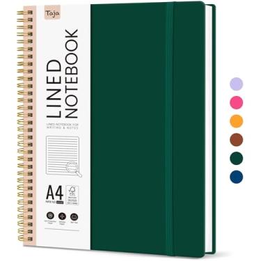 Imagem de Taja Caderno forrado em espiral, cadernos de 21,6 cm x 28 cm para trabalho, diário A4 grande para mulheres e homens, caderno de diário pautado na faculdade para escrever, capa de plástico, diário em