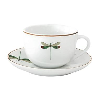 Imagem de Xícara Café Chá Com Pires 80Ml Libélula Porcelana Decorada