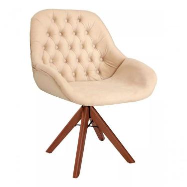 Imagem de Poltrona Decorativa Alice Suede Capitone Pe Palito Unidecor Bege