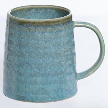 Imagem de Garnome Canecas de café de cerâmica extragrande, caneca de cerâmica feita à mão de 652 g, xícaras de chá grandes com alça para escritório e casa, lavável na lava-louças e no micro-ondas (verde cristal
