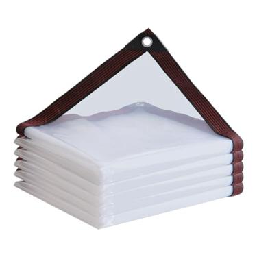 Imagem de Lonas transparentes com ilhós 3 x 4,9 m, capa de lona resistente à prova d'água, lona de vinil de PVC transparente para ambientes externos, plantas, jardim, galinheiro, pátio, areia de gato