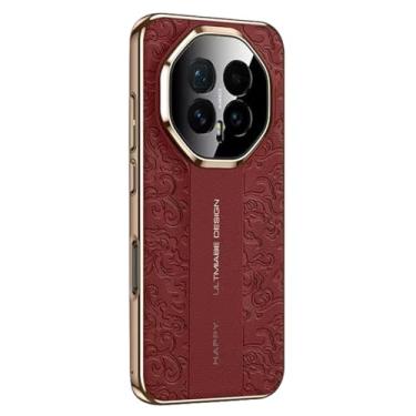 Imagem de POYUFRG Capa ultrafina para Honor Magic 8 Pro/Magic 8, capa de couro galvanizado de luxo leve capa de proteção de lente com tudo incluído, vermelha, 8 Pro