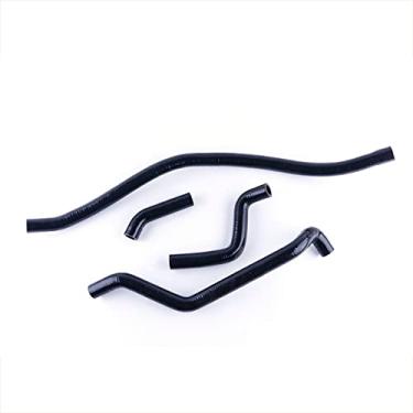 Imagem de XAJINGSU Kit de mangueira de refrigeração de radiador de silicone compatível com ATV 2004-2006 Kawasaki KFX700 V Force, 4 peças, 11 cores (preto brilhante)
