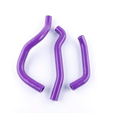 Imagem de XAJINGSU Kit de mangueira de refrigeração de radiador de silicone compatível com Kawasaki KLR650 1987-2007 3 peças, 11 cores (roxo)