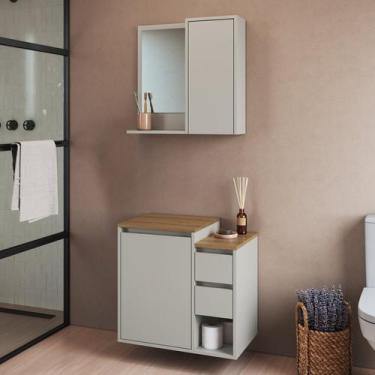 Imagem de Conjunto para Banheiro Gabinete Suspenso 60cm com Espelheira Bari - Ar