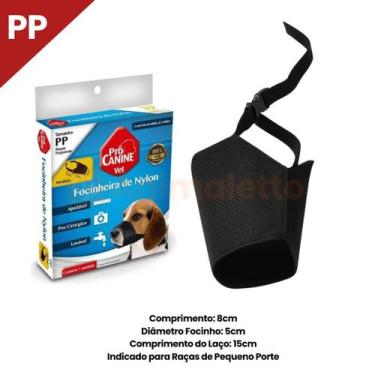 Imagem de Focinheira de Nylon Ajustável Cachorro Pet PróCanine, PP