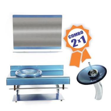 Imagem de Combo 2 em 1 - Gabinete 90cm Alemanha + Torneira Ibiza - EKASA, Azul