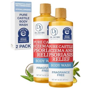 Imagem de DR.JACOBS NATURALS Dr. Jacobs Sabonete De Castela Hipoalergênico, Testado Por Dermatologistas, Sem Perfume Para Alívio Eczema E Psoríase - Líquido Corporal Pele Sensível, Fórmula Vegana Glúten, Hidr