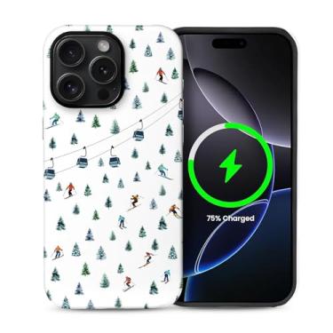 Imagem de casesok Capa para iPhone 14 Pro Max, compatível com MagSafe, capa rígida de camada dupla + capa de silicone, proteção total à prova de choque, para iPhone 14 Pro Max, resort de esqui, férias de