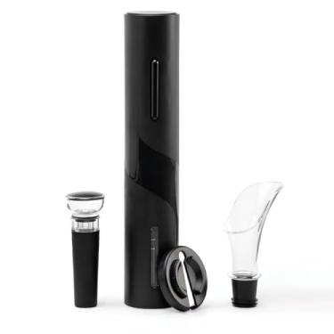 Imagem de Abridor de Vinho Elétrico Premium, Kit Completo com Acessórios, Automático a Pilhas, Design Elegante em Preto, com Base e Aerador, Saca Rolhas Elétrico