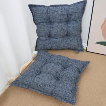 Imagem de SINSOSSO Almofadas de cadeira grandes, espessas de 55,88 cm, almofadas quadradas antiderrapantes de espuma viscoelástica para suporte de costas de escritório/ioga interna/assentos no chão, azul, 2