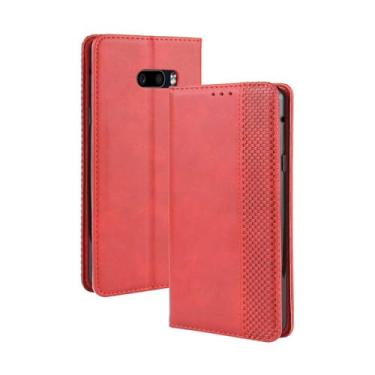 Imagem de Capa para LG V50S ThinQ,Retro Flip magnético,Caso de telefone de couro PU,Design de carteira com 3 slots de cartão e 1 clipe de dinheiro -Red