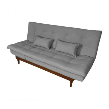 Imagem de Sofá Cama Versátil 3 Lugares Império Reclinável Casal Pés De Madeira Linho Grafite 199