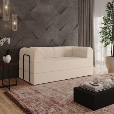 Imagem de Sofá Na Caixa Modular 2 Lugares Linho Bege Para Sala Bege