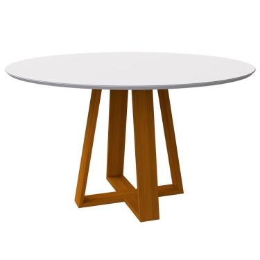 Imagem de Mesa De Jantar Para 4 Ou 6 Lugares Tampo 1,35m Vitoria Ypê Off White New Ceval