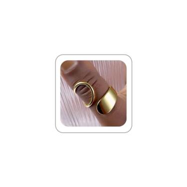 Imagem de BOOZIQ Anéis grossos dourados para mulheres, vintage, anel de polegar de aço inoxidável, anel interloque, irregular aberto, anéis ajustáveis para mulheres, fantasias de formatura, acessórios de joias