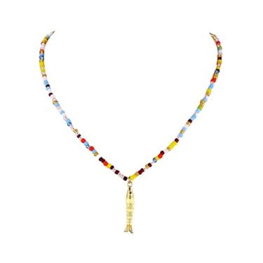 Imagem de BOOZIQ Colar de peixe dourado para mulheres, colares com pingente de peixe, boêmio, praia, peixe, pingente, colares coloridos, oceano, praia, sereia, joias, presentes, Zinco, Sem Pedra Preciosa