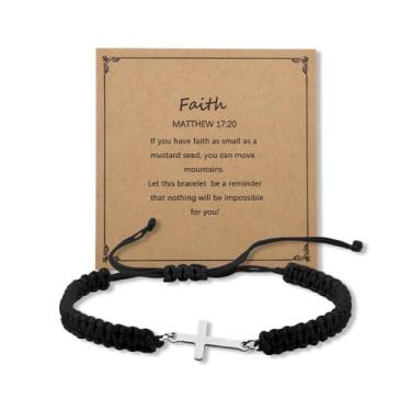 Imagem de Presentes God Bless You para mulheres e homens, pulseira cruzada, comunhão, confirmação de batismo, presente para afilhado, Small, Zinco, Sem Pedra Preciosa