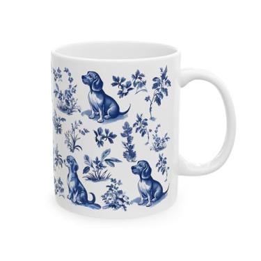 Imagem de Caneca de café Dachshund Dog French Toile De Jouy - Inspirada em Toile De Jouy Caneca de café - Presentes para amantes de cães - presentes para mulheres - amantes de animais de estimação no dia das