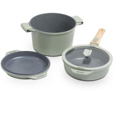 Imagem de Jogo de Panelas Empilhável Brinox Loft 7 Peças Antiaderente Ceramic Li