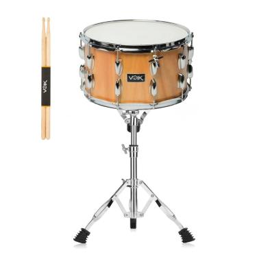 Imagem de Caixa Bateria 14x8 CB14 Wood Tone Com Suporte + Baqueta Voik