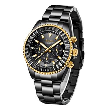 Imagem de Relógios de pulso masculinos de luxo luminosos, cronógrafo, analógico, quartzo, aço inoxidável, moderno, à prova d'água, X preto e preto, Cronógrafo, movimento de quartzo