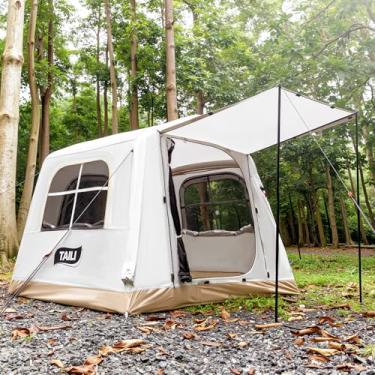 Imagem de TAILI Barraca inflável inflável para acampamento com bomba de mão para 2/3/4/6 pessoas, fácil configuração ao ar livre inflável Oxford impermeável para acampamento familiar adulto