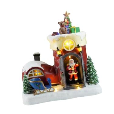Imagem de Vaveren Casa de Neve Natalina com Caixa de Música Iluminada, Presente Criativo de Inverno em Formato de Bota, Ideal para Festas, Sala de Estar e Ambientes