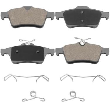 Imagem de HECHENQICHE Conjunto de pastilhas de freio a disco de cerâmica para rodas traseiras, compatível com Ford Focus selecionados, Jaguar XF/XJ, Mazda 3/5, Pontiac Solstice, Saturn Sky, Volvo C30/C70/S40