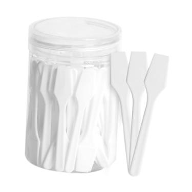 Imagem de KiBcsLic Espátula para Base, Colher para Pote de Produtos de Cuidados com a Pele, Mini, Leve e Fácil de Limpar, para Maquiagem e Aplicação de Produtos, Branco