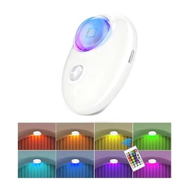 Imagem de Sensor de movimento RGB recarregável em forma de seixo, luz noturna com controle remoto, bateria de 500 mAh, controle de botão único, ângulo de detecção de 120° alcance de 3 a 5 m, suporte magnético +