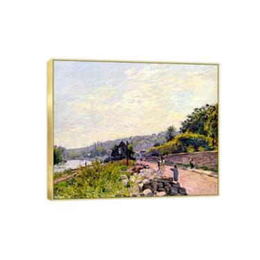 Imagem de Famosa imagem de paisagem de arte de parede - impressões em tela - estrada por árvore - pintura com moldura dourada para sala de estar banheiro decoração de casa 30 x 35 cm 12 x 13 polegadas