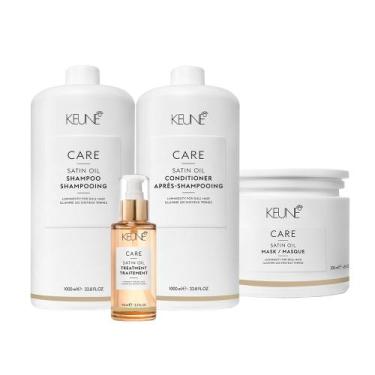 Imagem de Kit Keune Care Satin Oil Shampoo Condicionador 1L Mask Oil (4 produtos