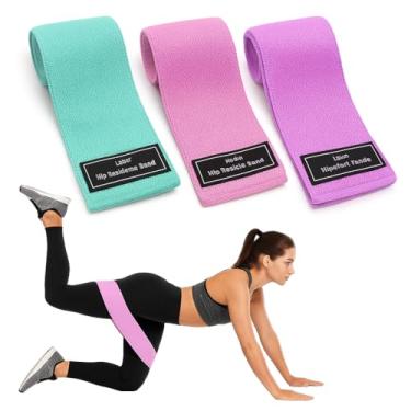 Imagem de Kit 3 Faixas Elasticas de Exercicios Hip Resistance Bands de Tecido Antideslizante 3 Niveis de Resistencia para Pernas Quadril e Gluteos Treino Funcional com Bolsa e Manual de Exercicios